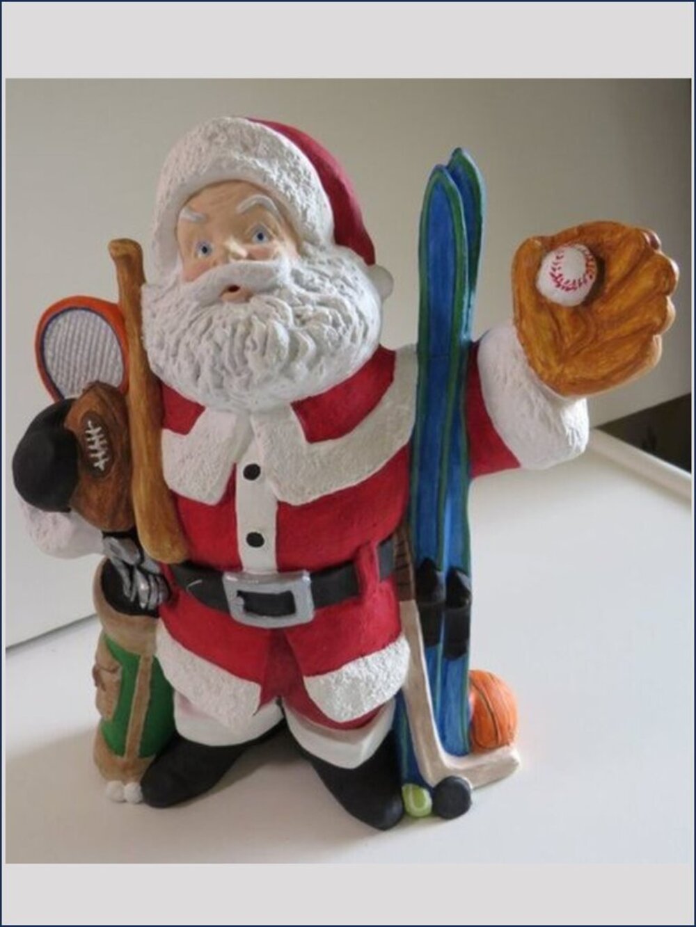 Vintage Hand Painted Ceramic All Sports Santa Claus Christmas Figurine St Nick